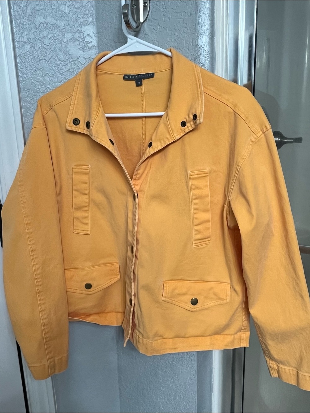 Elliott Lauren Orangey-Yellow Cropped Snap Jacket